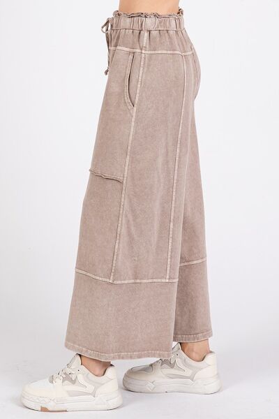 Comfort Zone Mineral Wash Seam French Terry Wide Leg Pants