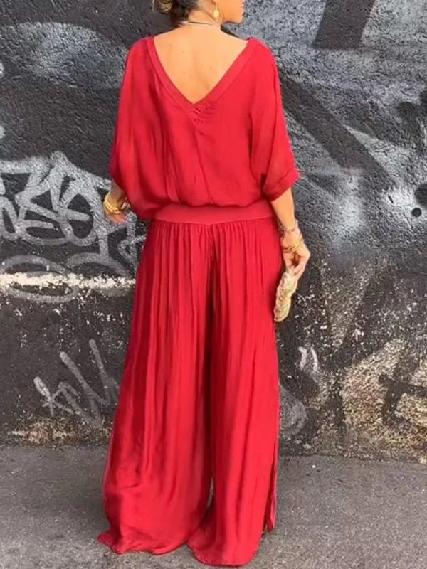 1 + 2 FREE | Elegant chiffon wide-leg pants two-piece set | 16K Sold in 3 Days – Back Again for 24H Only!