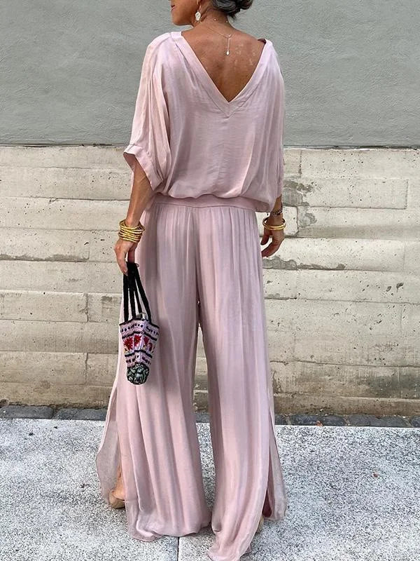 1 + 2 FREE | Elegant chiffon wide-leg pants two-piece set | 16K Sold in 3 Days – Back Again for 24H Only!