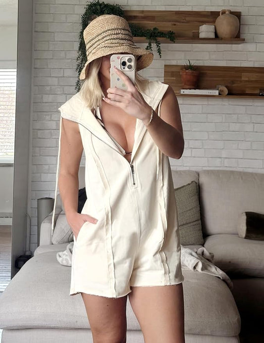 1 + 2 FREE | Women's Athletic Workout Sleeveless Hood Romper | 21K Sold in 3 Days – Back Again for 24H Only!