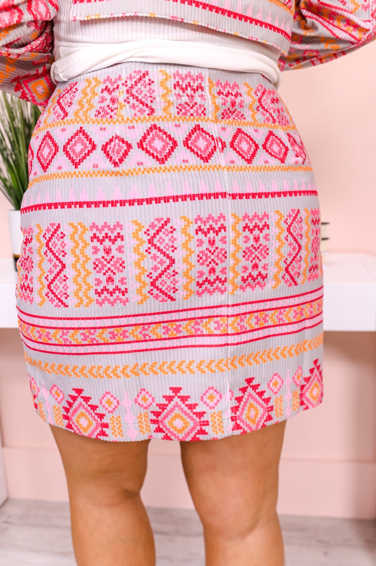 Refuse To Lose Gray/Multi Color Tribal Skirt - E1088GR