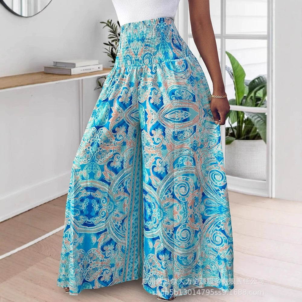 1 + 2 FREE | Ethnic Paisley Print Elastic Patchwork-Waist Lightweight Pants | 22K Sold in 3 Days – Back Again for 24H Only!