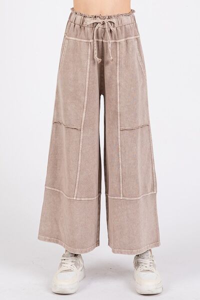 Comfort Zone Mineral Wash Seam French Terry Wide Leg Pants