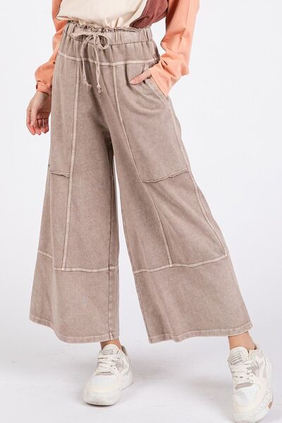 Comfort Zone Mineral Wash Seam French Terry Wide Leg Pants